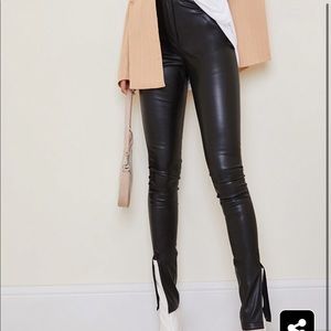 NWT Pretty Little Thing Split Hem Leather Pants